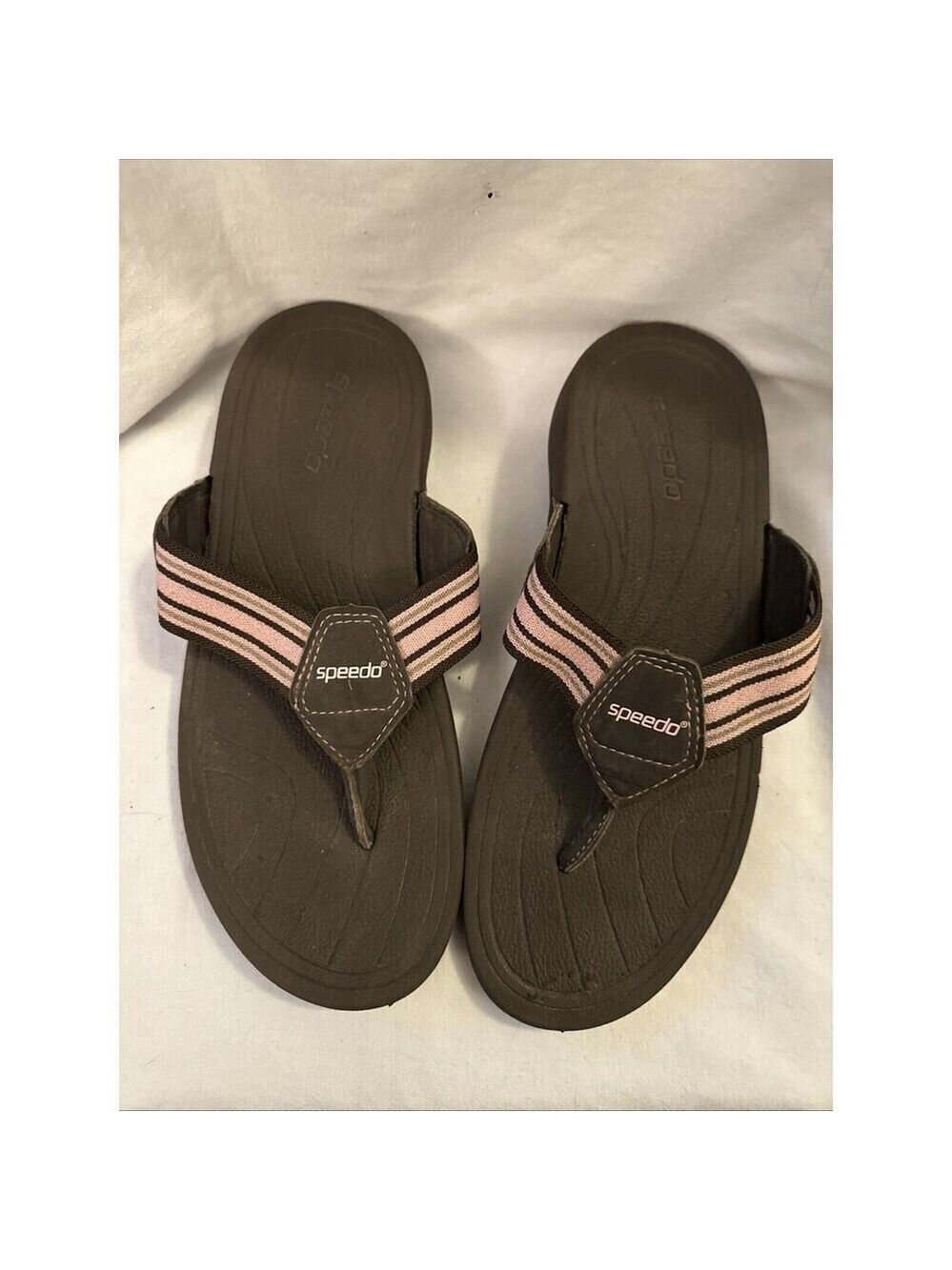 SPEEDO Womens Size 8 Brown Pink SANDALS SHOES Flip Flops